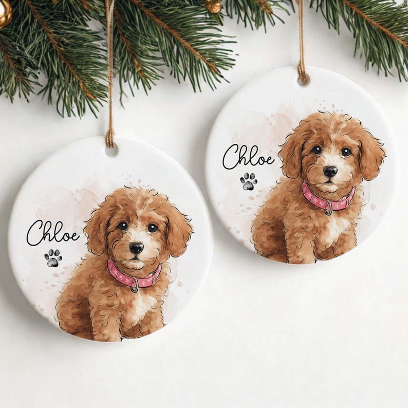 Personalized Watercolor Photo Pet Ornament, Custom Pet Portrait Keepsake, Dog Lover Gift, Cat Mom Gift, Memorial Dog Gift, Loss of Pet