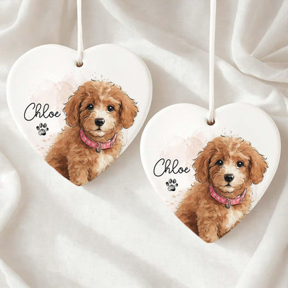 Personalized Watercolor Photo Pet Ornament, Custom Pet Portrait Keepsake, Dog Lover Gift, Cat Mom Gift, Memorial Dog Gift, Loss of Pet