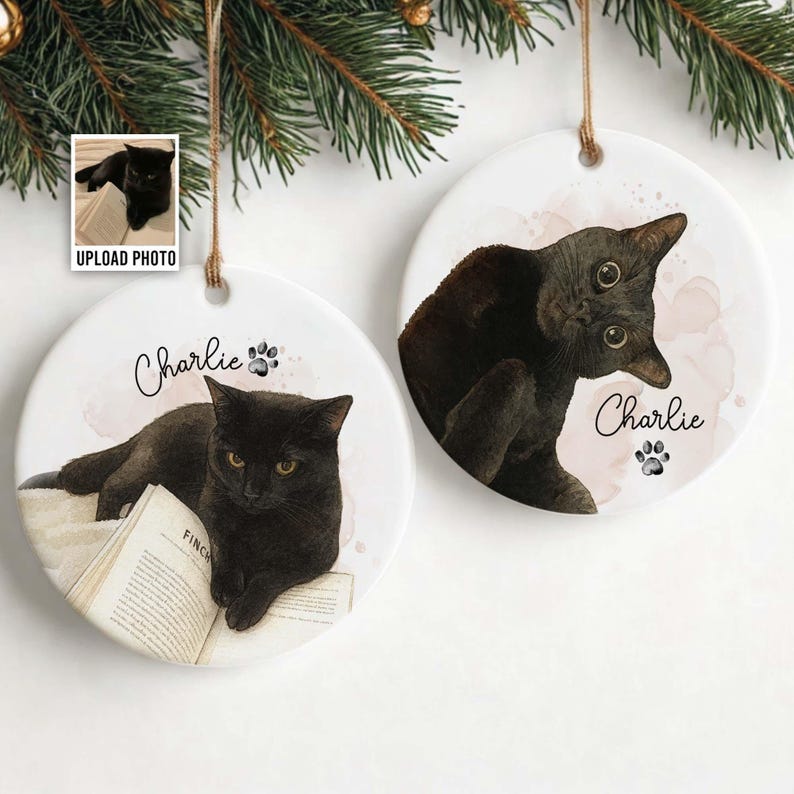 Personalized Watercolor Photo Pet Ornament, Custom Pet Portrait Keepsake, Dog Lover Gift, Cat Mom Gift, Memorial Dog Gift, Loss of Pet