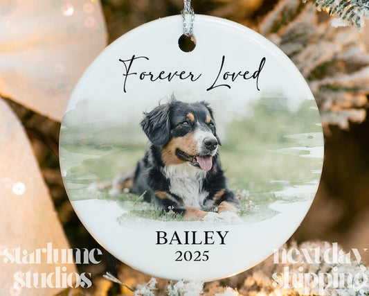 Pet Memorial Photo Ornament: Custom Dog Christmas Gift Keepsake, Personalized Use Photo Ornament For Loss Of Pet (STP-027)