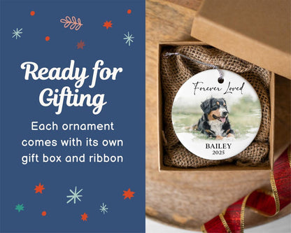 Pet Memorial Photo Ornament: Custom Dog Christmas Gift Keepsake, Personalized Use Photo Ornament For Loss Of Pet (STP-027)