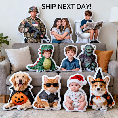 Custom Pet Pillow – Personalized Dog or Cat Shaped Cushion, Pet Portrait Plush Keepsake, Funny Gift for Animal Lovers