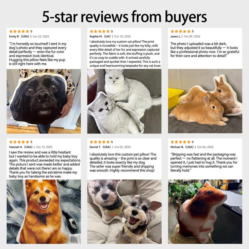 Custom Pet Pillow – Personalized Dog or Cat Shaped Cushion, Pet Portrait Plush Keepsake, Funny Gift for Animal Lovers