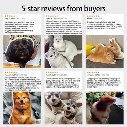 Custom Pet Pillow – Personalized Dog or Cat Shaped Cushion, Pet Portrait Plush Keepsake, Funny Gift for Animal Lovers