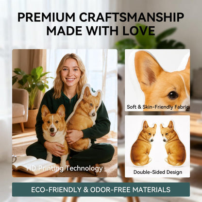 Custom Pet Pillow – Personalized Dog or Cat Shaped Cushion, Pet Portrait Plush Keepsake, Funny Gift for Animal Lovers