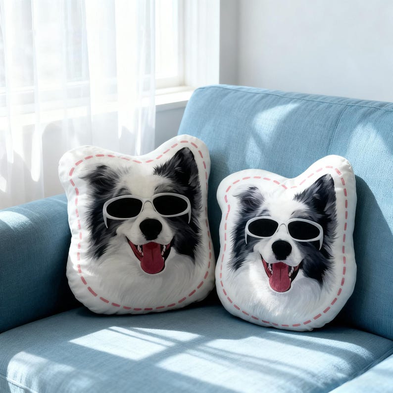 Custom Pet Pillow – Personalized Dog or Cat Shaped Cushion, Pet Portrait Plush Keepsake, Funny Gift for Animal Lovers