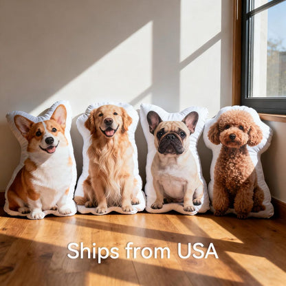 Custom Pet Pillow – Personalized Dog or Cat Shaped Cushion, Pet Portrait Plush Keepsake, Funny Gift for Animal Lovers