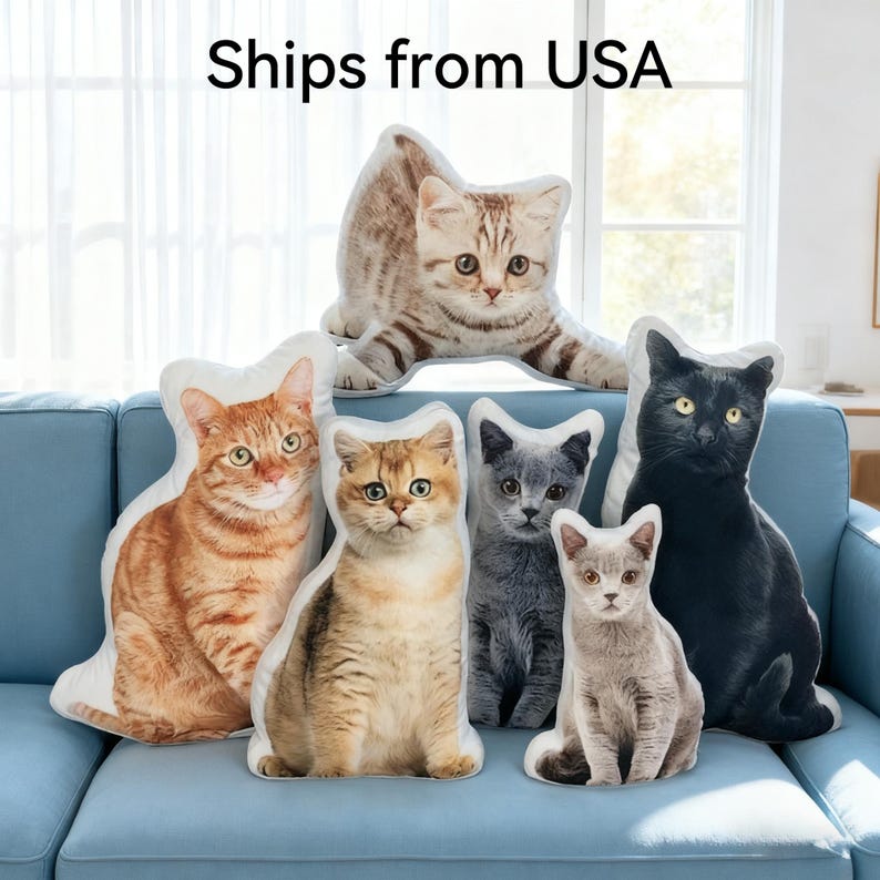 Custom Pet Pillow – Personalized Dog or Cat Shaped Cushion, Pet Portrait Plush Keepsake, Funny Gift for Animal Lovers
