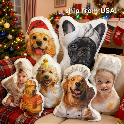Custom Pet Pillow – Personalized Dog or Cat Shaped Cushion, Pet Portrait Plush Keepsake, Funny Gift for Animal Lovers