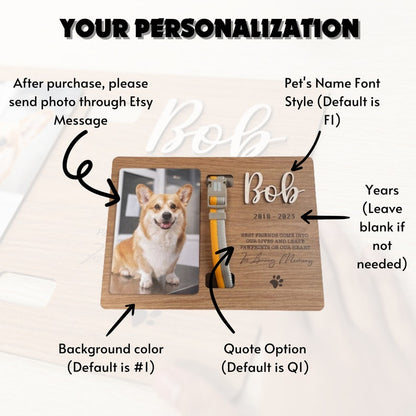 Custom Dog Photo Memorial Sign, Memorial Pet Collar Sign, Dog Memorial Wood Frame With Collar Holder, Dog Memorial Gifts MP02
