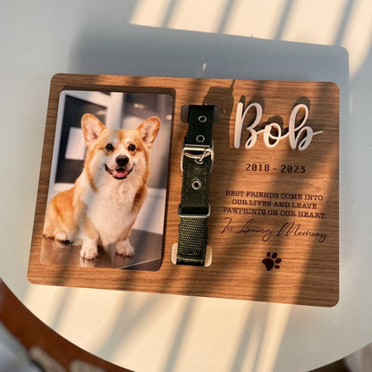 Custom Dog Photo Memorial Sign, Memorial Pet Collar Sign, Dog Memorial Wood Frame With Collar Holder, Dog Memorial Gifts MP02