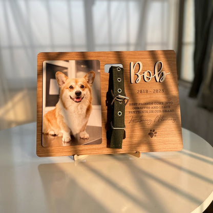Custom Dog Photo Memorial Sign, Memorial Pet Collar Sign, Dog Memorial Wood Frame With Collar Holder, Dog Memorial Gifts MP02