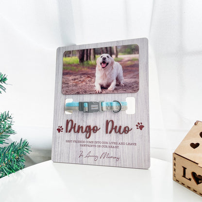 Custom Memorial Standing Frame, Pet Loss Gift, Memorial Pet Collar With Photo, Pet Collar Holder, Dog Bereavement MP08
