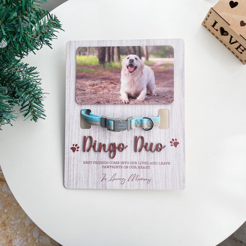 Custom Memorial Standing Frame, Pet Loss Gift, Memorial Pet Collar With Photo, Pet Collar Holder, Dog Bereavement MP08