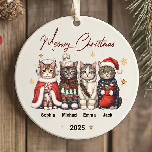 Personalized Cat Ornament: Pet Gift, Festive Feline Portrait, Custom Christmas Holiday Keepsake