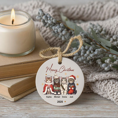 Personalized Cat Ornament: Pet Gift, Festive Feline Portrait, Custom Christmas Holiday Keepsake