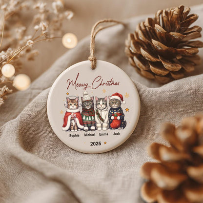 Personalized Cat Ornament: Pet Gift, Festive Feline Portrait, Custom Christmas Holiday Keepsake