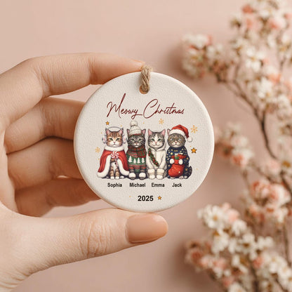 Personalized Cat Ornament: Pet Gift, Festive Feline Portrait, Custom Christmas Holiday Keepsake