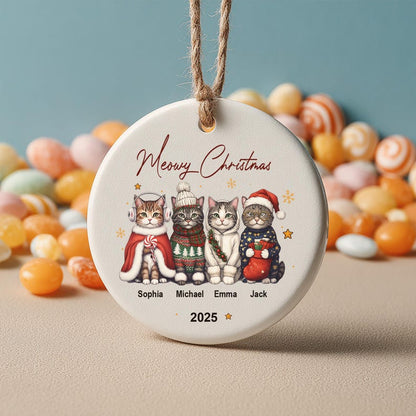 Personalized Cat Ornament: Pet Gift, Festive Feline Portrait, Custom Christmas Holiday Keepsake
