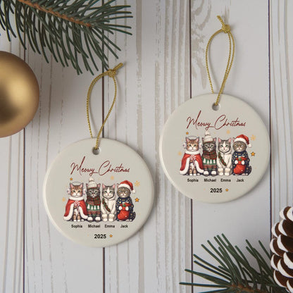 Personalized Cat Ornament: Pet Gift, Festive Feline Portrait, Custom Christmas Holiday Keepsake