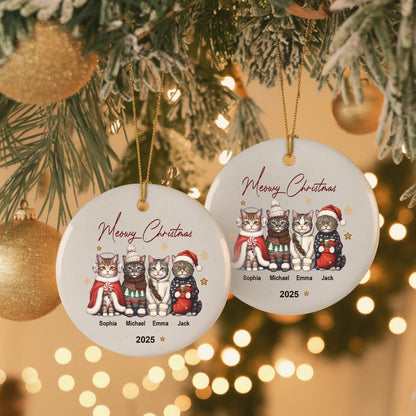 Personalized Cat Ornament: Pet Gift, Festive Feline Portrait, Custom Christmas Holiday Keepsake