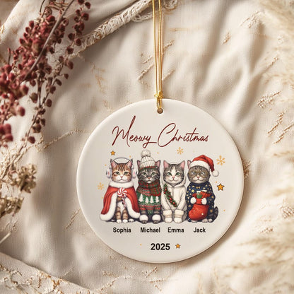 Personalized Cat Ornament: Pet Gift, Festive Feline Portrait, Custom Christmas Holiday Keepsake