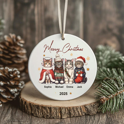 Personalized Cat Ornament: Pet Gift, Festive Feline Portrait, Custom Christmas Holiday Keepsake