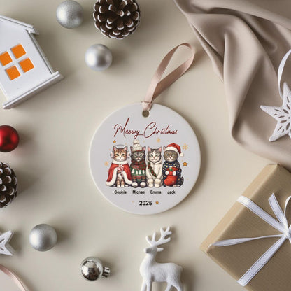 Personalized Cat Ornament: Pet Gift, Festive Feline Portrait, Custom Christmas Holiday Keepsake