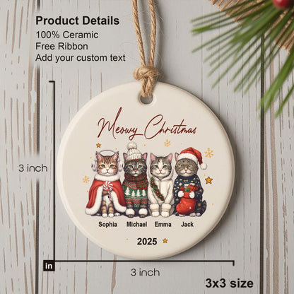 Personalized Cat Ornament: Pet Gift, Festive Feline Portrait, Custom Christmas Holiday Keepsake