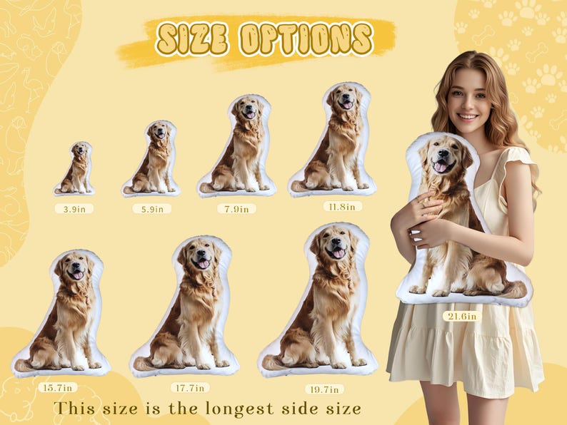 Personalized 3D Pet Pillow from Photo, Custom Dog/Cat Shaped Pillow with Photo, Double Sided Pet Pillow, Unique Pet Gift for Animal Lover