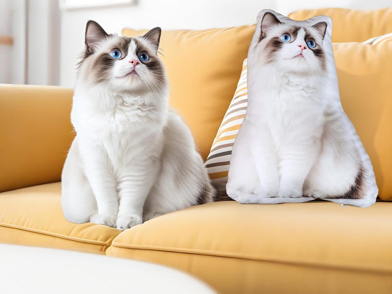 Personalized 3D Pet Pillow from Photo, Custom Dog/Cat Shaped Pillow with Photo, Double Sided Pet Pillow, Unique Pet Gift for Animal Lover