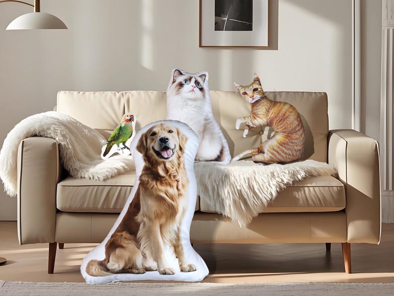 Personalized 3D Pet Pillow from Photo, Custom Dog/Cat Shaped Pillow with Photo, Double Sided Pet Pillow, Unique Pet Gift for Animal Lover