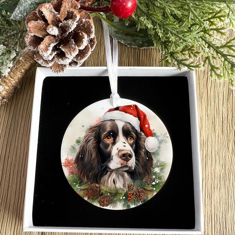 Springer Spaniel Christmas Ornament, Dog Lover Holiday Decor, Pet Memorial Gift, Custom Dog Ornament, Personalized Dog Mom Gift