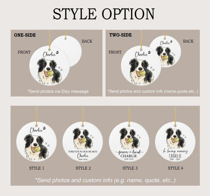 Custom Pet Portrait Ornament, Personalized Dog & Cat Christmas Ornament, Pet Memorial Gift, Ceramic Holiday Keepsake, Pet Name Ornament