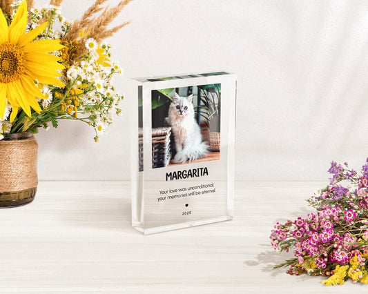 Cat Condolence Gift, Photo Block Print, Hardest Goodbye, Cat Keepsake | P01