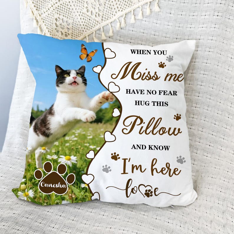 Custom Pet Memorial Pillow, Pet Loss Gift with Photo, Dog Cat Memorial Cushion, Sympathy Gift for Pet Lover, Personalized Pet Remembrance