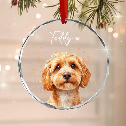 Personalized Watercolor Pet Photo Ornament, Dog Portrait Custom Memorial Keepsake Ornament