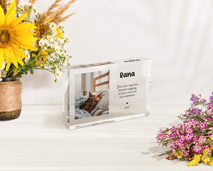 Cat Sympathy Gift, Bereavement Gift, Forever in Our Heart | Acrylic Photo Block | P02