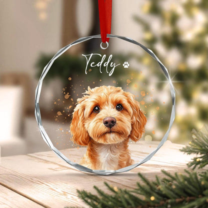 Personalized Watercolor Pet Photo Ornament, Dog Portrait Custom Memorial Keepsake Ornament
