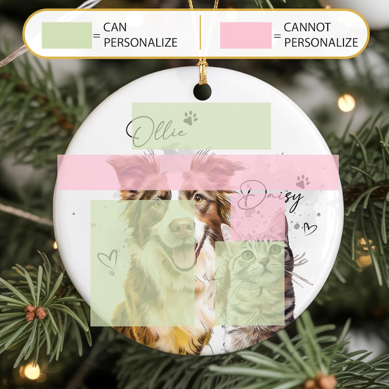 Custom Dog Photo Christmas Ornament 2025, Pet Watercolor Portrait Ornament, Cat Lover Gift