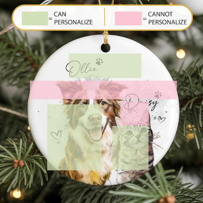 Custom Dog Photo Christmas Ornament 2025, Pet Watercolor Portrait Ornament, Cat Lover Gift