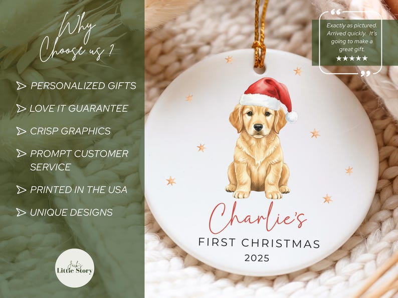 Golden Retriever Puppy First Christmas Ornament Keepsake Personalized New Pet Ornament Pets First Christmas Ornament Golden retriever Mom