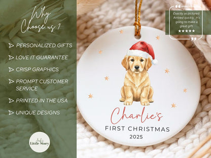 Golden Retriever Puppy First Christmas Ornament Keepsake Personalized New Pet Ornament Pets First Christmas Ornament Golden retriever Mom