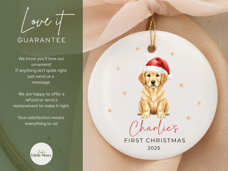 Golden Retriever Puppy First Christmas Ornament Keepsake Personalized New Pet Ornament Pets First Christmas Ornament Golden retriever Mom