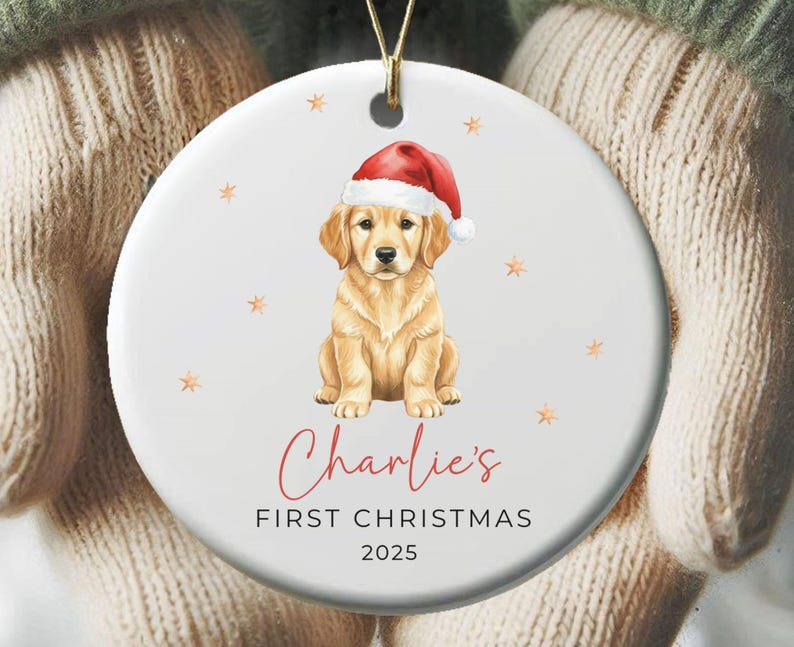 Golden Retriever Puppy First Christmas Ornament Keepsake Personalized New Pet Ornament Pets First Christmas Ornament Golden retriever Mom