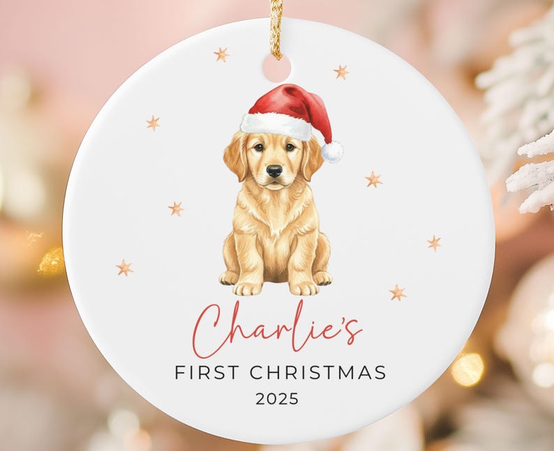 Golden Retriever Puppy First Christmas Ornament Keepsake Personalized New Pet Ornament Pets First Christmas Ornament Golden retriever Mom