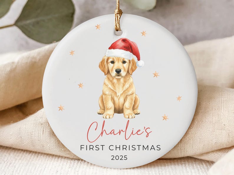 Golden Retriever Puppy First Christmas Ornament Keepsake Personalized New Pet Ornament Pets First Christmas Ornament Golden retriever Mom