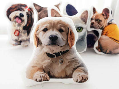 Custom Pet Shape Pillow | Cat Photo Cushion | Personalized Dog Portrait Gift | Unique Keepsake for Dog Lovers | Pet Memorial Pillow