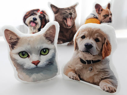 Custom Pet Shape Pillow | Cat Photo Cushion | Personalized Dog Portrait Gift | Unique Keepsake for Dog Lovers | Pet Memorial Pillow