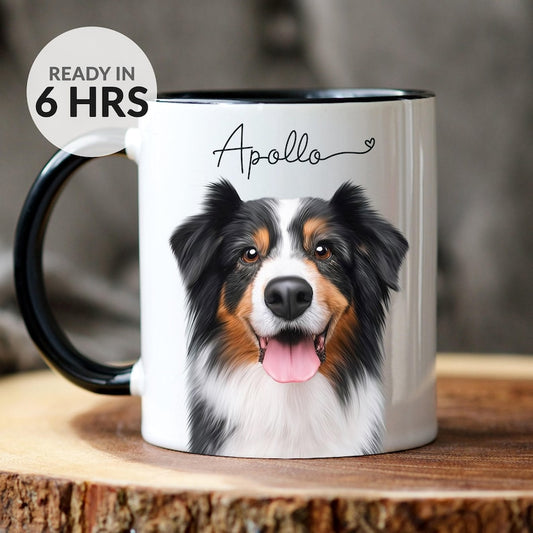Custom Mug From Photo, Christmas Gift For Pet Parents, Dog Lover Gift, Pet Portrait, Pet Painting, Coffee Mug, Dog Dad Gift, Dad, AOM1